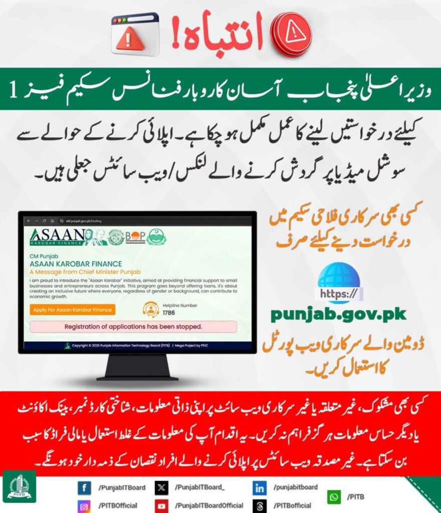 Asaan Karobar Finance Scheme Phase 1